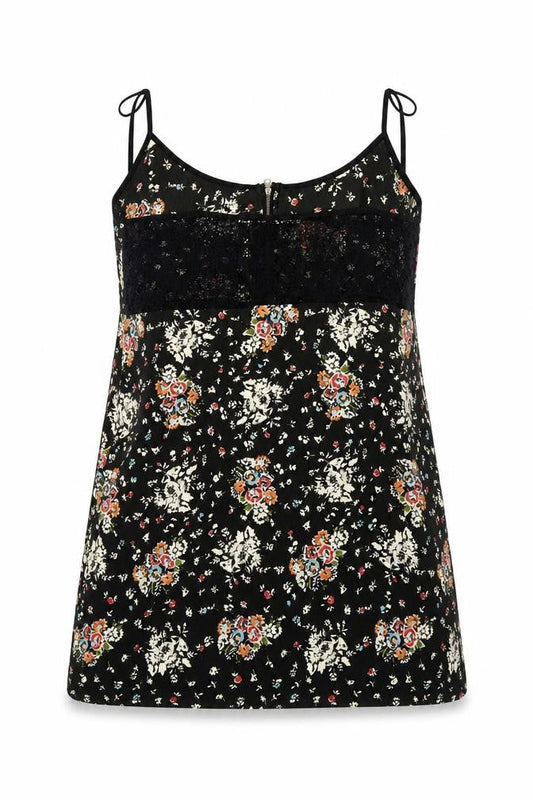 Kimchi Blue Womens Green Floral Polyester Camisole Tank Size L Scoop Neck - Lace Deatil