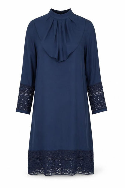 SHEIN Womens Blue Polyester A-Line Size S Mock Neck Button