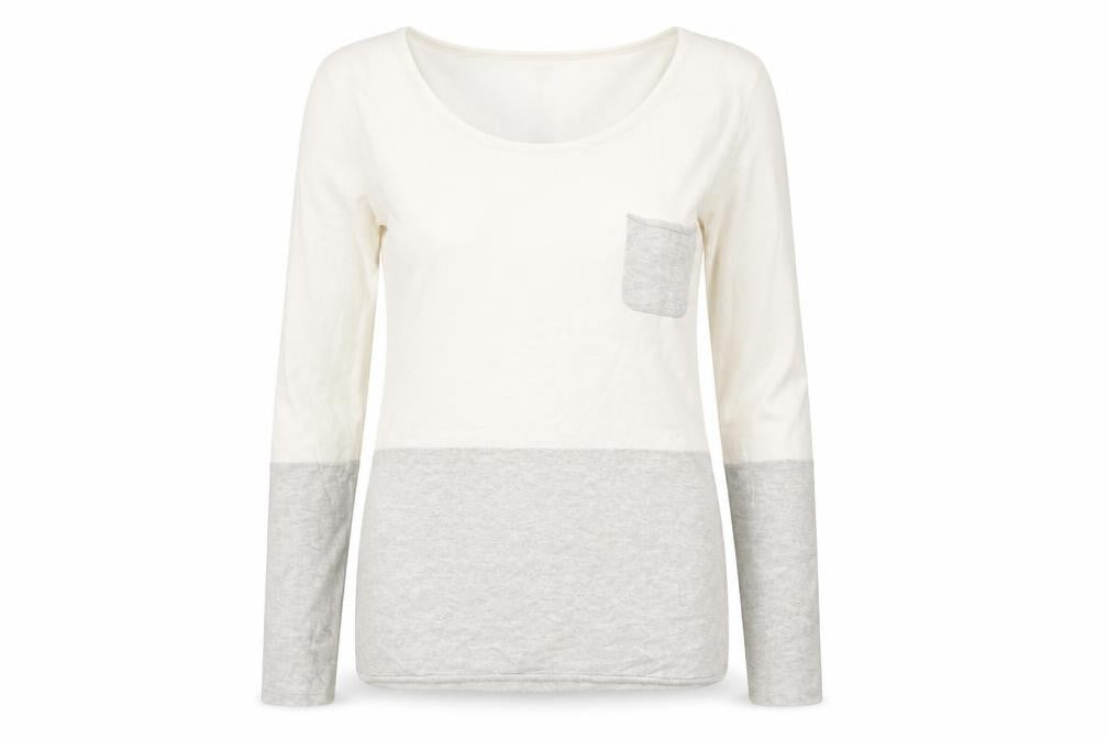 MARBLE Womens Ivory Colourblock 100% Cotton Basic T-Shirt Size XS Round Neck