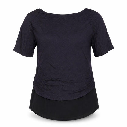 Simon Jefferey Womens Black Nylon Basic T-Shirt Size 10 Round Neck