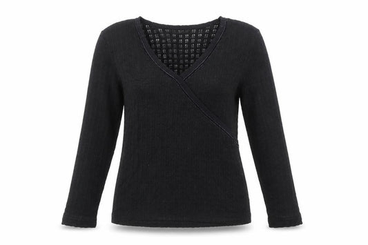 Cachon Womens Black Polyacrylate Fibre Basic T-Shirt Size M V-Neck