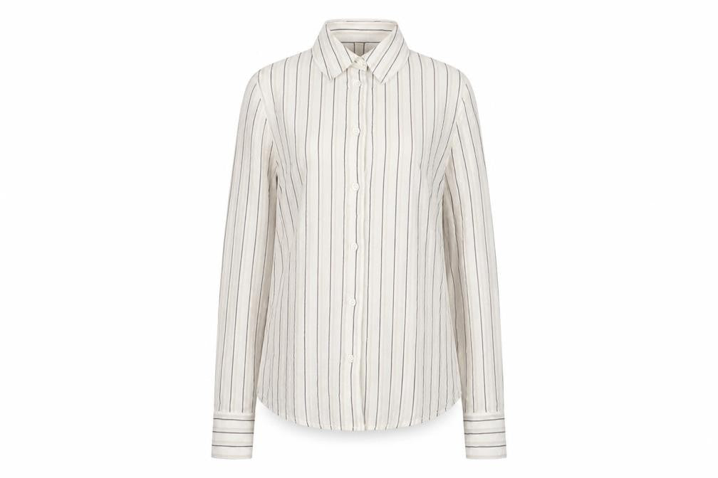 Divided Womens Ivory Striped 100% Cotton Basic Button-Up Size 2XS Collared