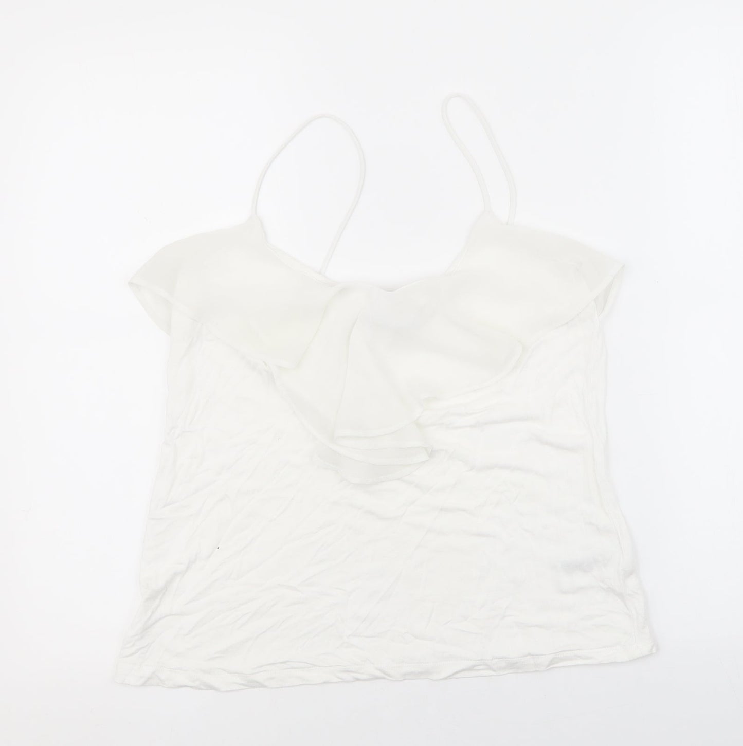 H&M Womens White Polyester Basic Tank Size L Scoop Neck