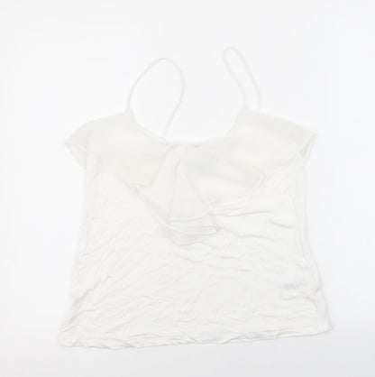 H&M Womens White Polyester Basic Tank Size L Scoop Neck