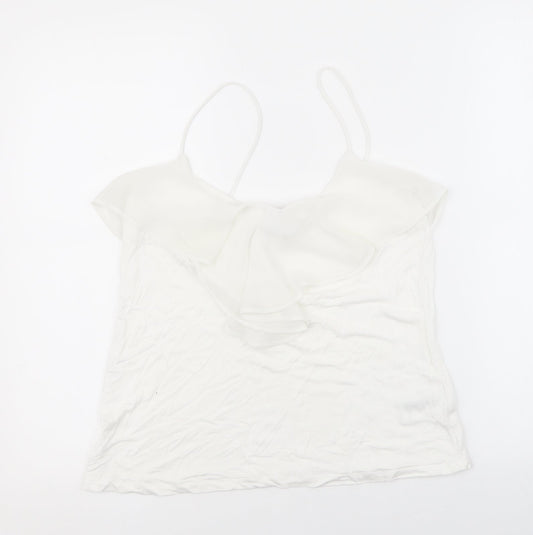 H&M Womens White Polyester Basic Tank Size L Scoop Neck