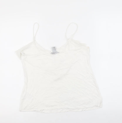 H&M Womens White Polyester Basic Tank Size L Scoop Neck