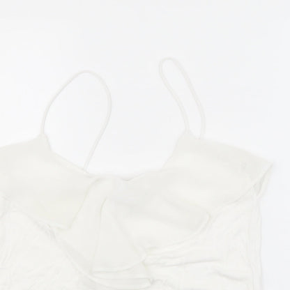 H&M Womens White Polyester Basic Tank Size L Scoop Neck