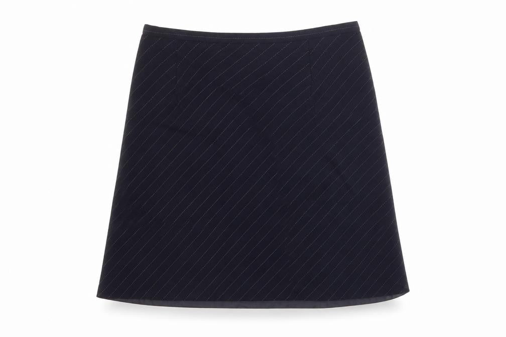 Planet Womens Black Striped Wool A-Line Skirt Size 10 Zip