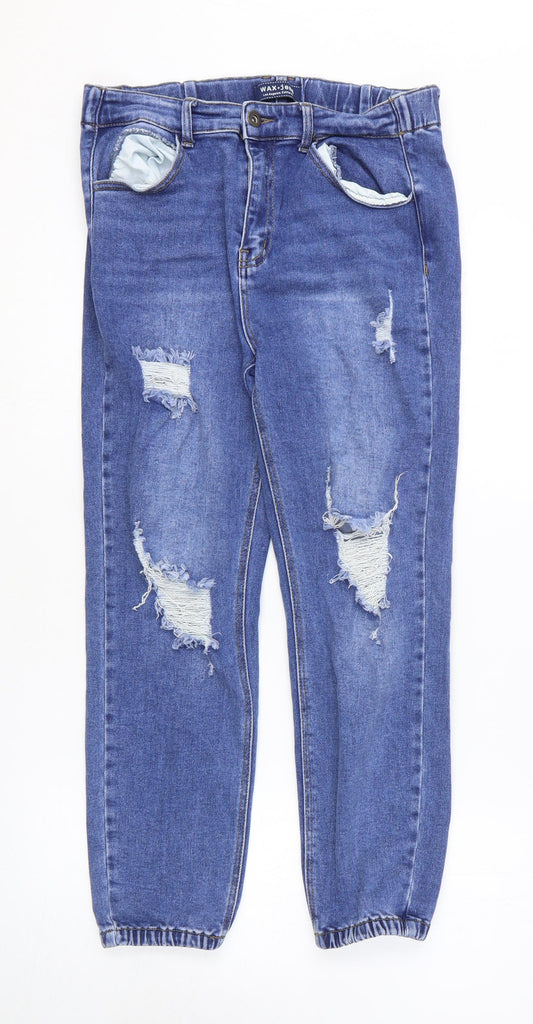 Max Jeans Womens Blue Cotton Tapered Jeans Size L L25 in Regular Zip