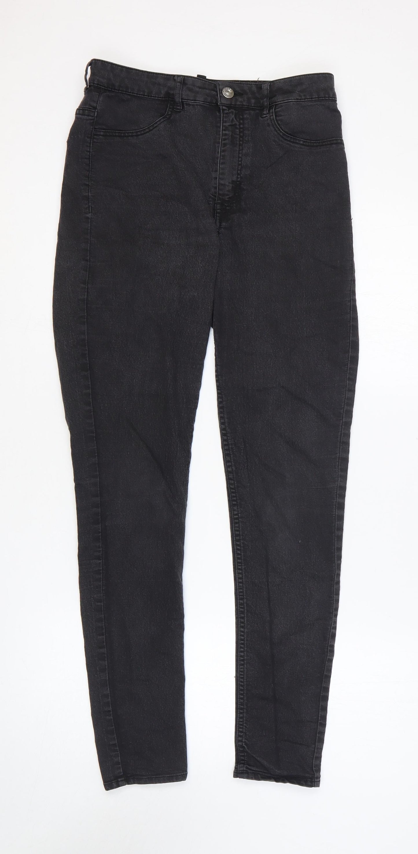 H&M Womens Black Cotton Skinny Jeans Size 12 L27 in Regular Zip