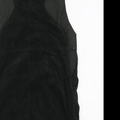 Oasis Womens Black Cotton Mini Size 12 Square Neck Button