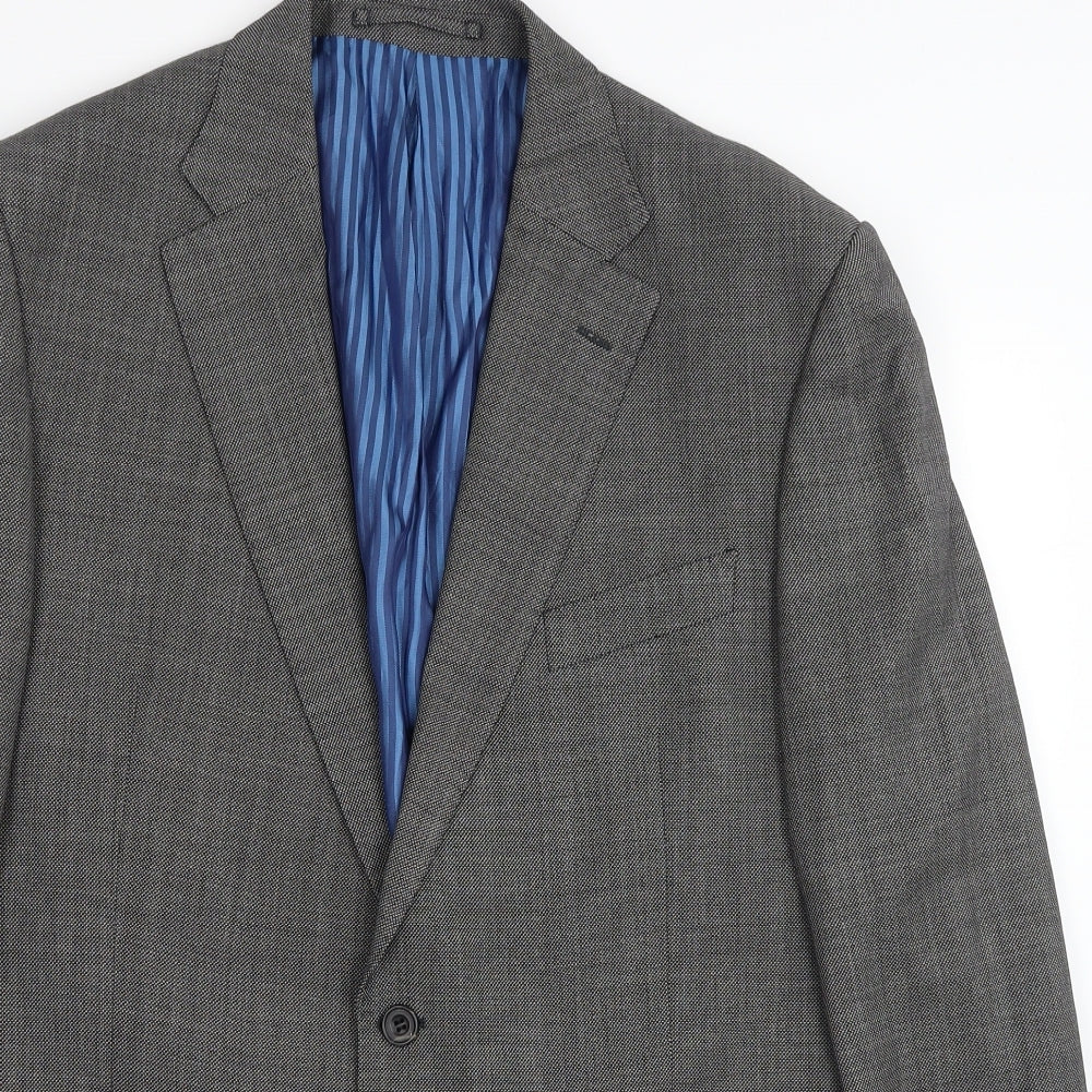 Marks and Spencer Mens Grey Wool Jacket Suit Jacket Size 42 - Shoulder Pads