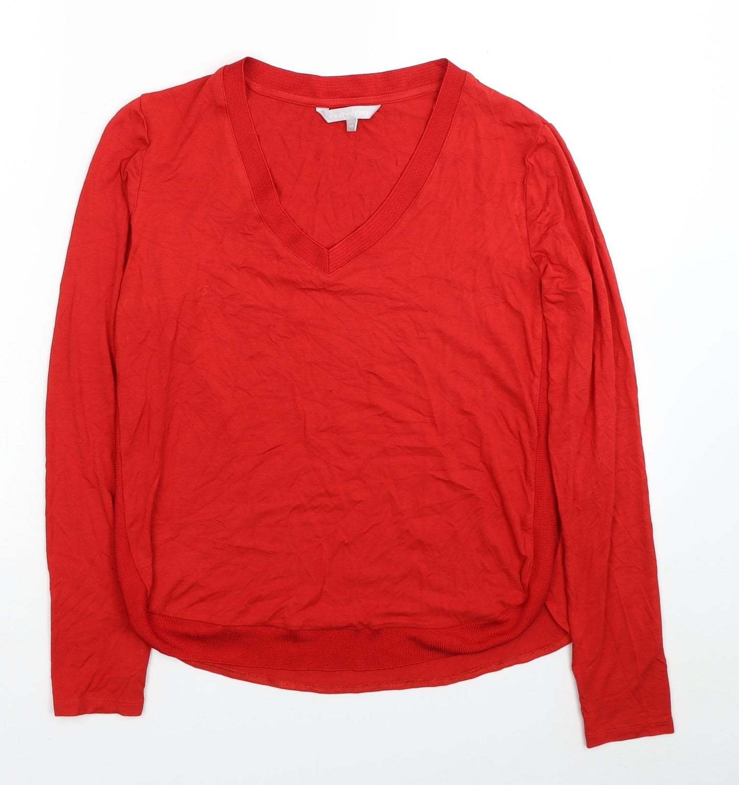 Red Herring Womens Red Viscose Basic Blouse Size 14 V-Neck