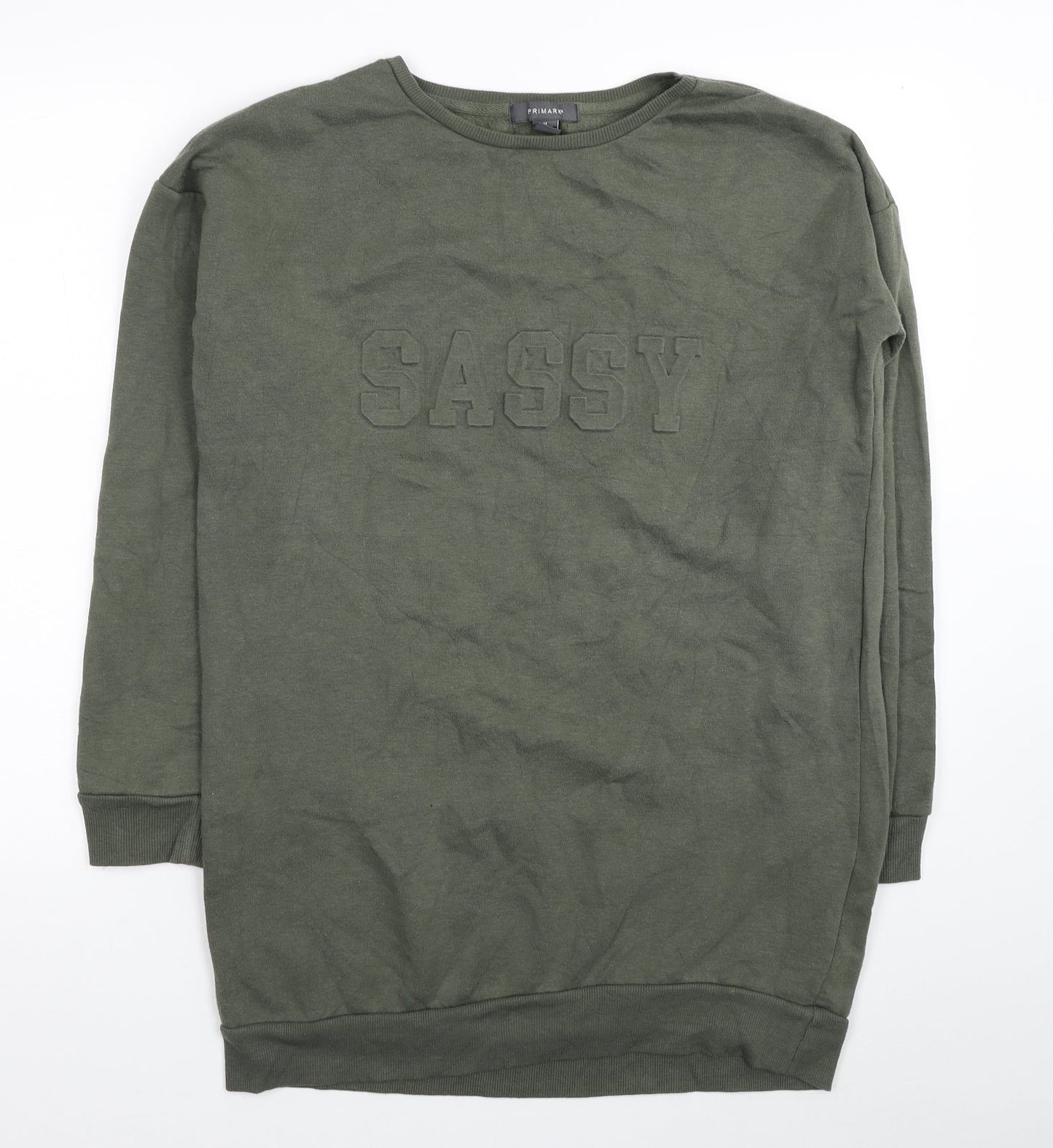 Primark Womens Green Polyester Tunic Sweatshirt Size 10 Pullover - Sassy Size 10-12