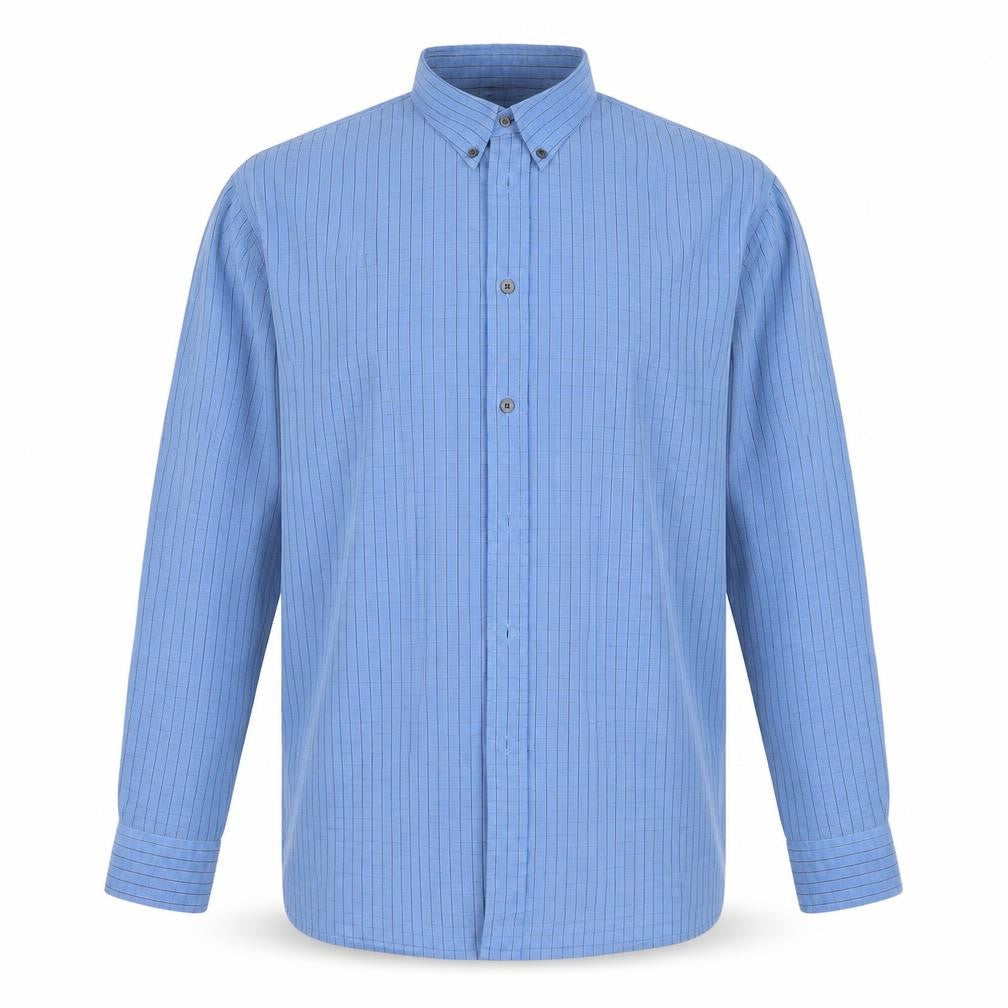 Refind Mens Blue Striped Cotton Button-Up Size L Collared Button
