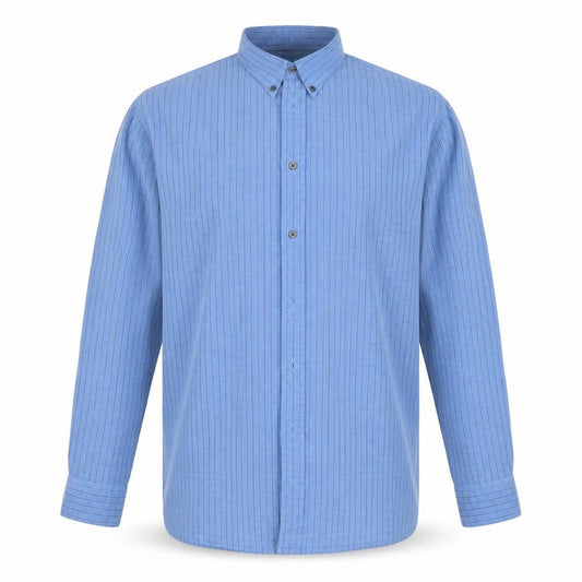 Refind Mens Blue Striped Cotton Button-Up Size L Collared Button