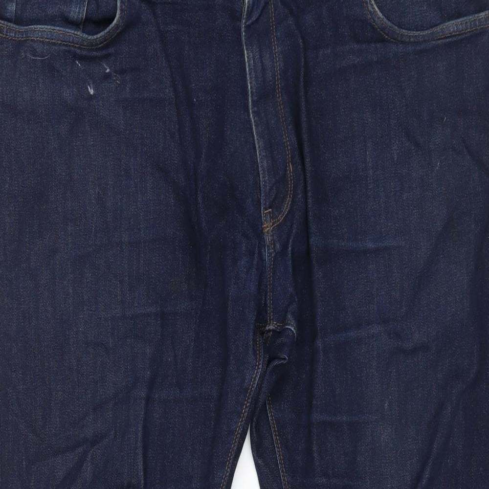 Marks and Spencer Womens Blue Cotton Straight Jeans Size 40 in L31 in Regular Zip
