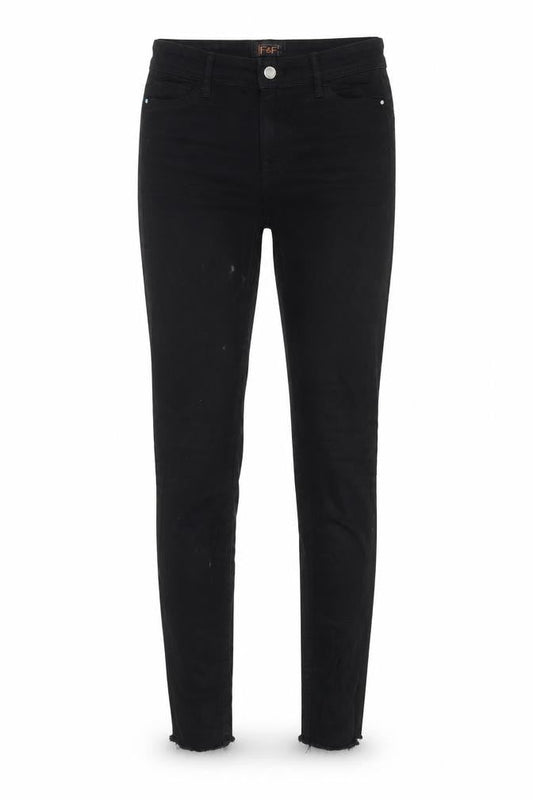 F&F Womens Black Cotton Straight Jeans Size 6 L26 in Regular Button