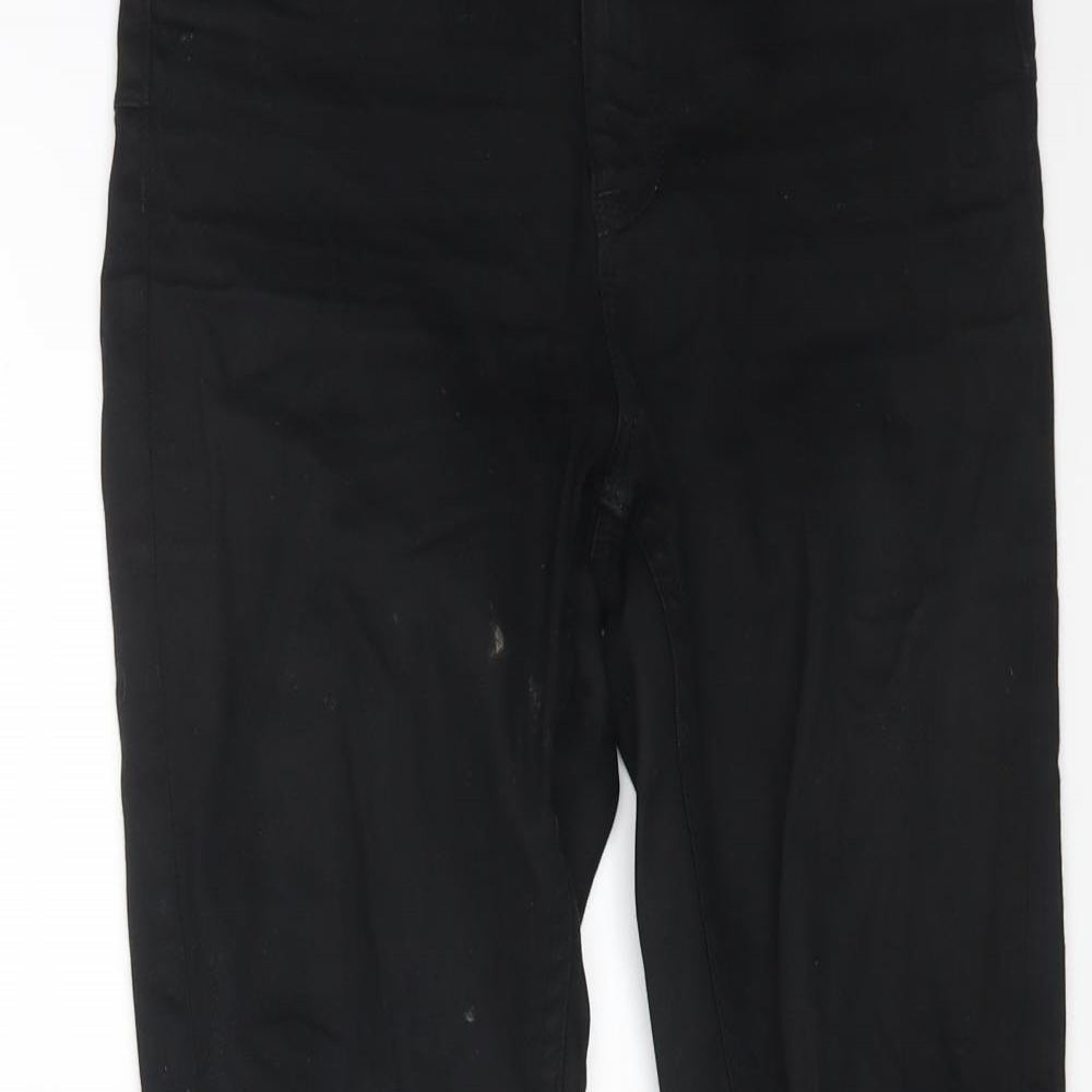 F&F Womens Black Cotton Straight Jeans Size 6 L26 in Regular Button