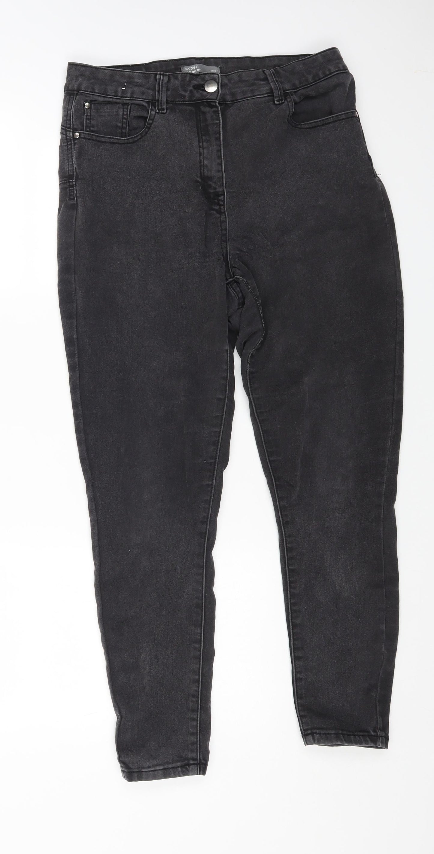 Marks and Spencer Womens Black Cotton Skinny Jeans Size 12 L24 in Regular Button