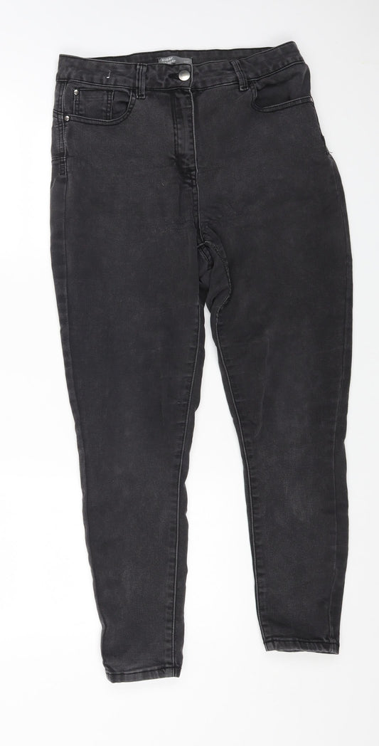 Marks and Spencer Womens Black Cotton Skinny Jeans Size 12 L24 in Regular Button