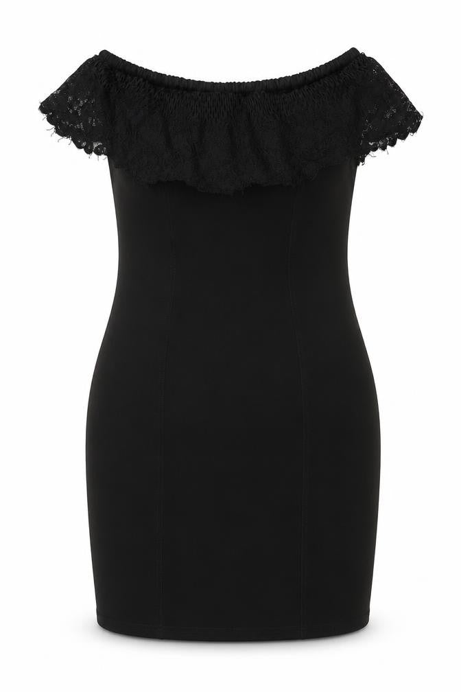 Lipsy Womens Black Polyester Bodycon Size 12 Off the Shoulder Pullover