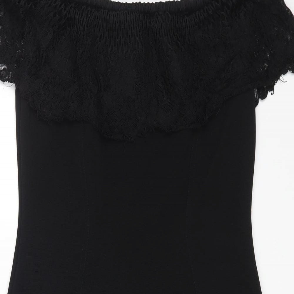 Lipsy Womens Black Polyester Bodycon Size 12 Off the Shoulder Pullover