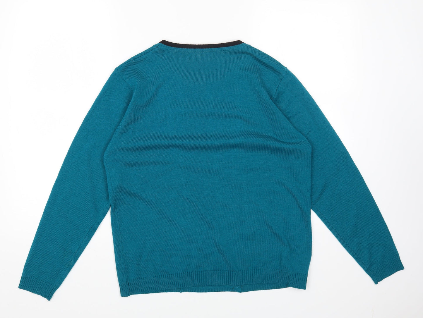 Mud Flower Womens Green Round Neck Striped Acrylic Pullover Jumper Size M - Size M/L