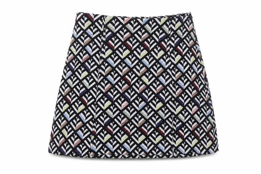 Zara Womens Multicoloured Geometric Cotton A-Line Skirt Size S Zip