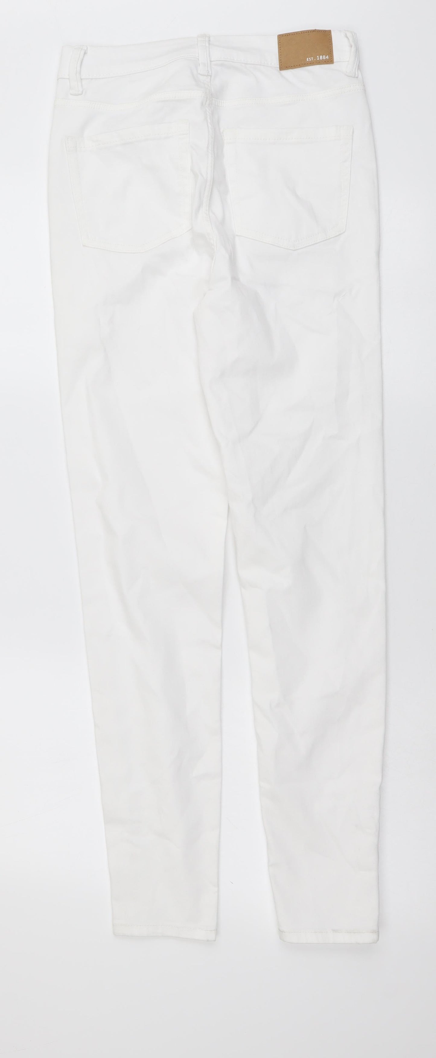 Marks and Spencer Womens White Cotton Skinny Jeans Size 8 L29 in Regular Button