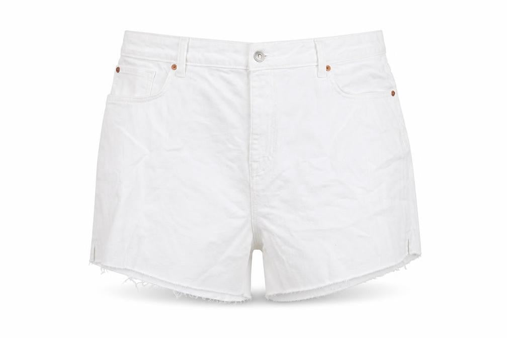 Marks & Spencer Womens White Cotton Mom Shorts Size 22 L4 in Regular Button