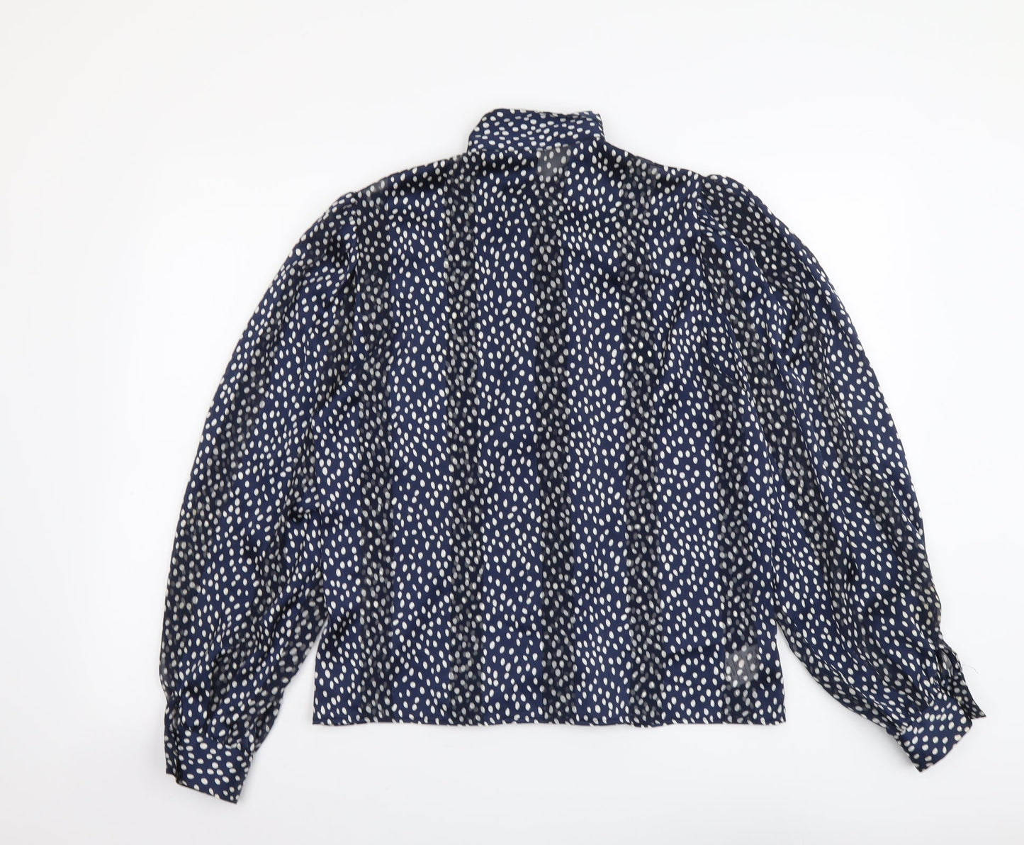 Marks and Spencer Womens Blue Polka Dot Polyester Basic Button-Up Size 10 Collared