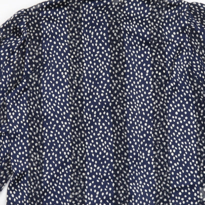 Marks & Spencer Womens Blue Polka Dot Polyester Basic Button-Up Size 10 Collared