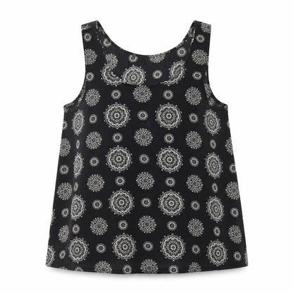 Atmosphere Womens Black Geometric Polyester Basic Tank Size 12 Scoop Neck