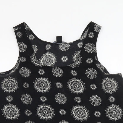 Atmosphere Womens Black Geometric Polyester Basic Tank Size 12 Scoop Neck