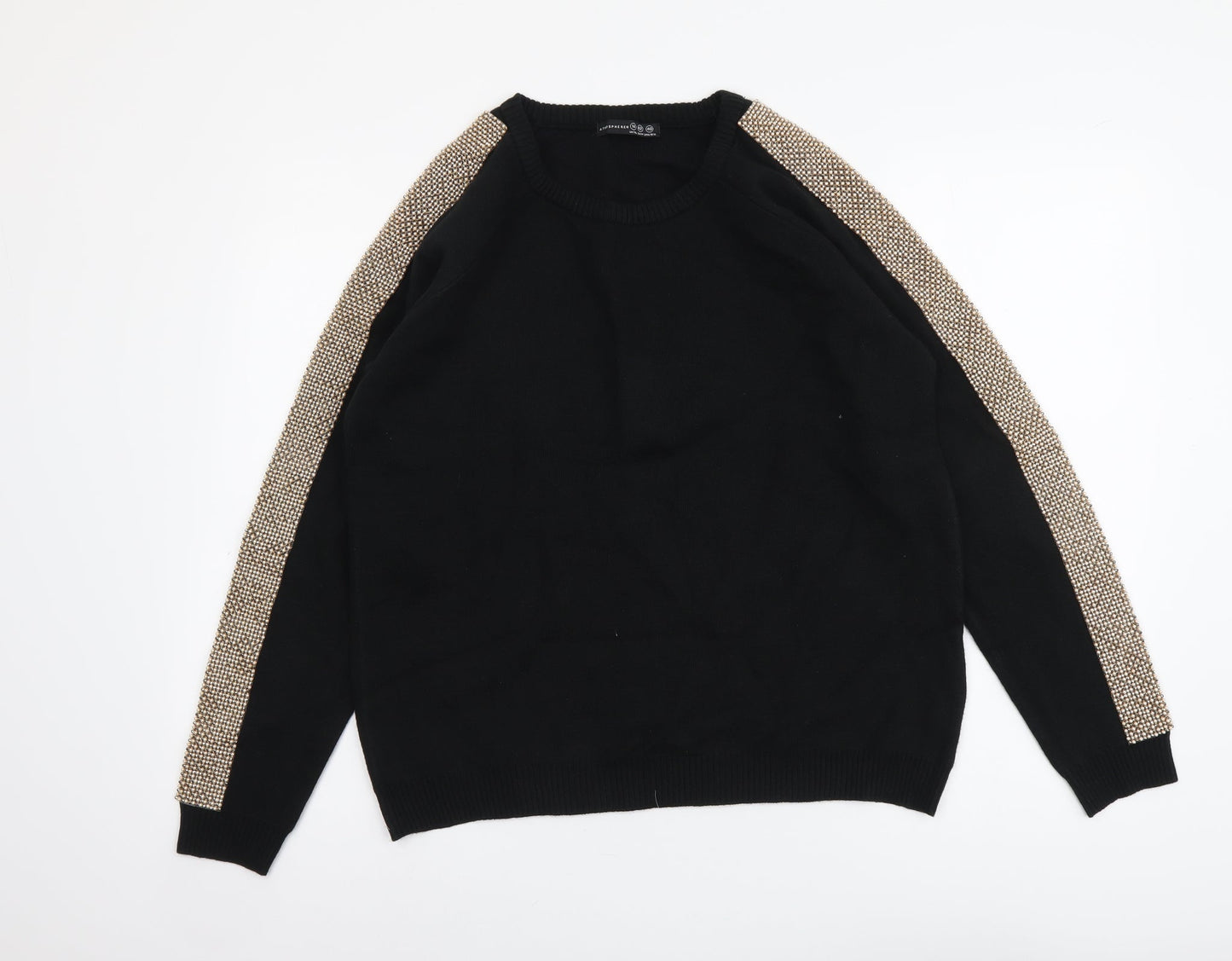 Atmosphere Womens Black Round Neck Acrylic Pullover Jumper Size 14