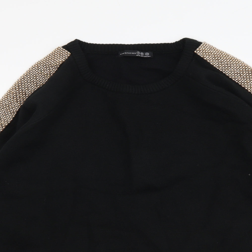 Atmosphere Womens Black Round Neck Acrylic Pullover Jumper Size 14