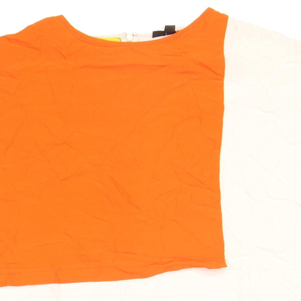 Topshop Womens Yellow Colourblock Polyester Basic T-Shirt Size 8 Round Neck