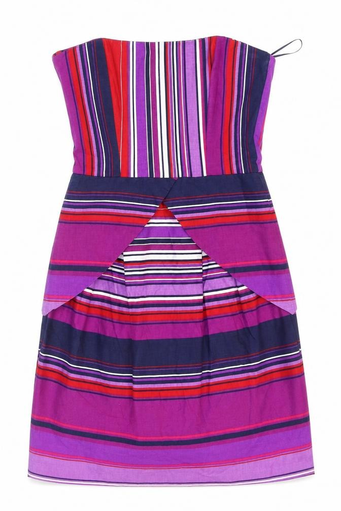 Oasis Womens Multicoloured Striped Cotton Mini Size 8 Sweetheart Zip