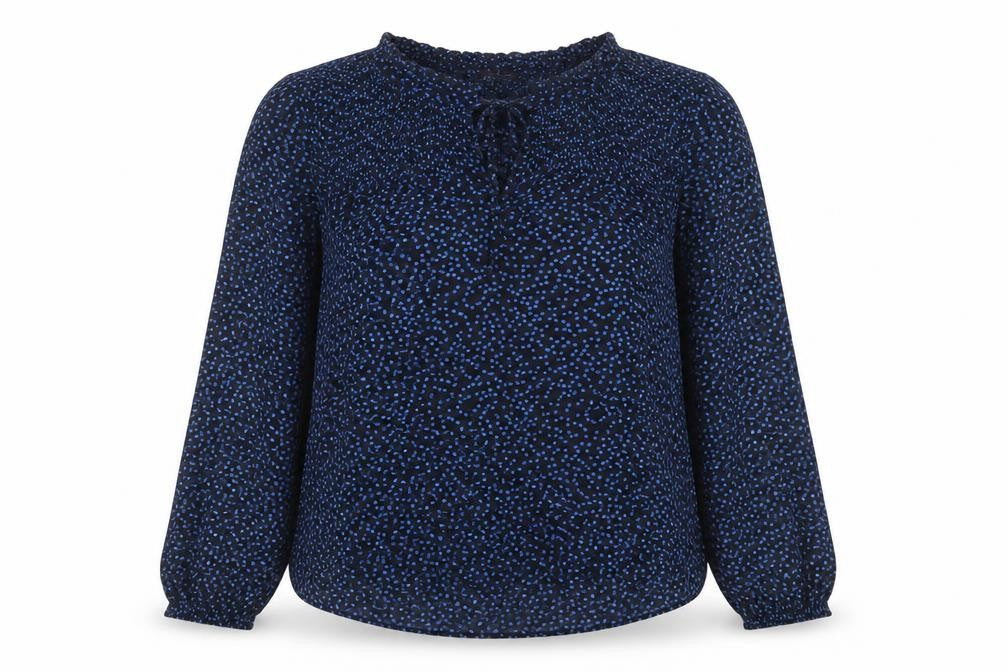 Marks & Spencer Womens Blue Polka Dot Viscose Basic Blouse Size 10 Collared