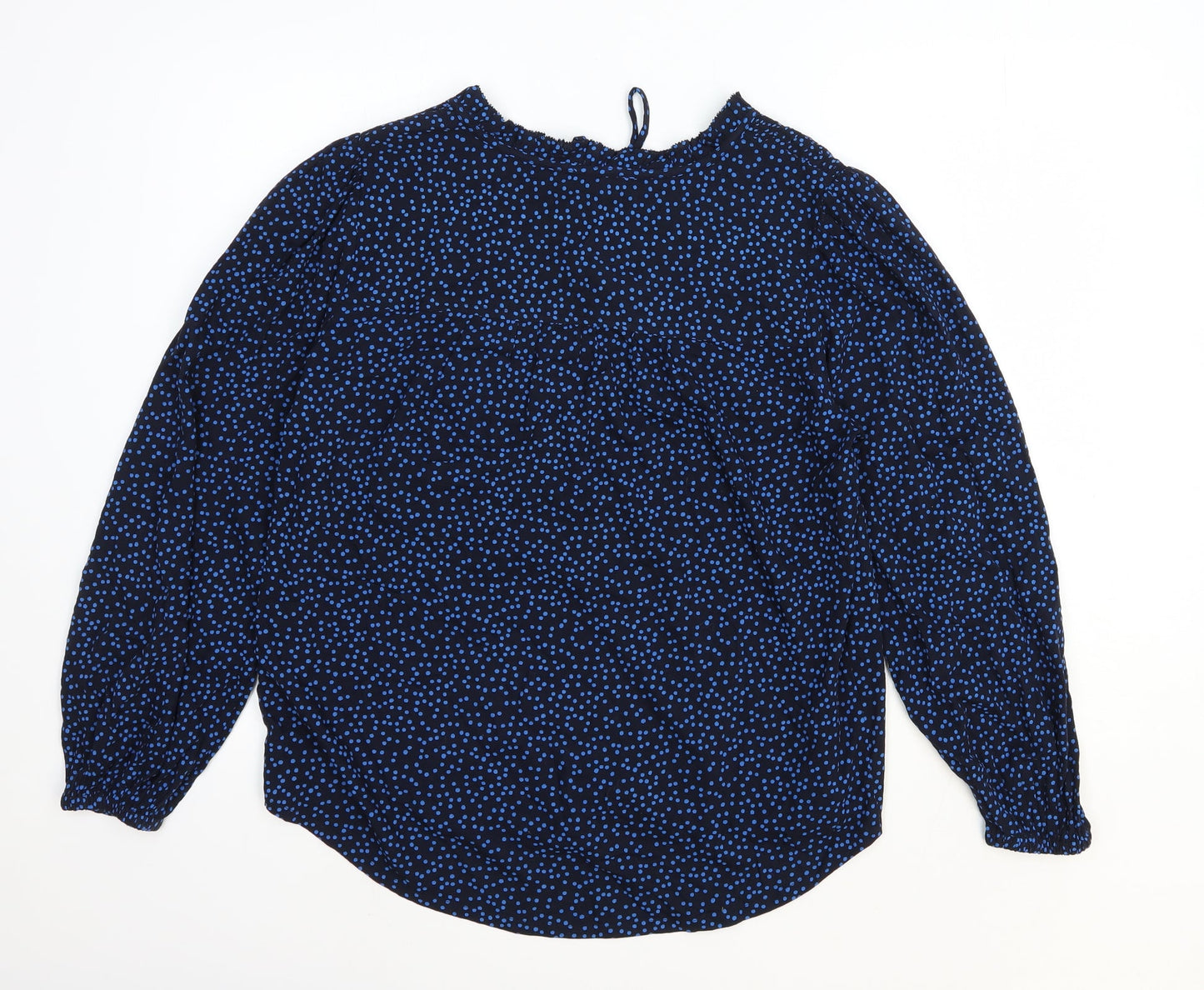 Marks and Spencer Womens Blue Polka Dot Viscose Basic Blouse Size 10 Collared