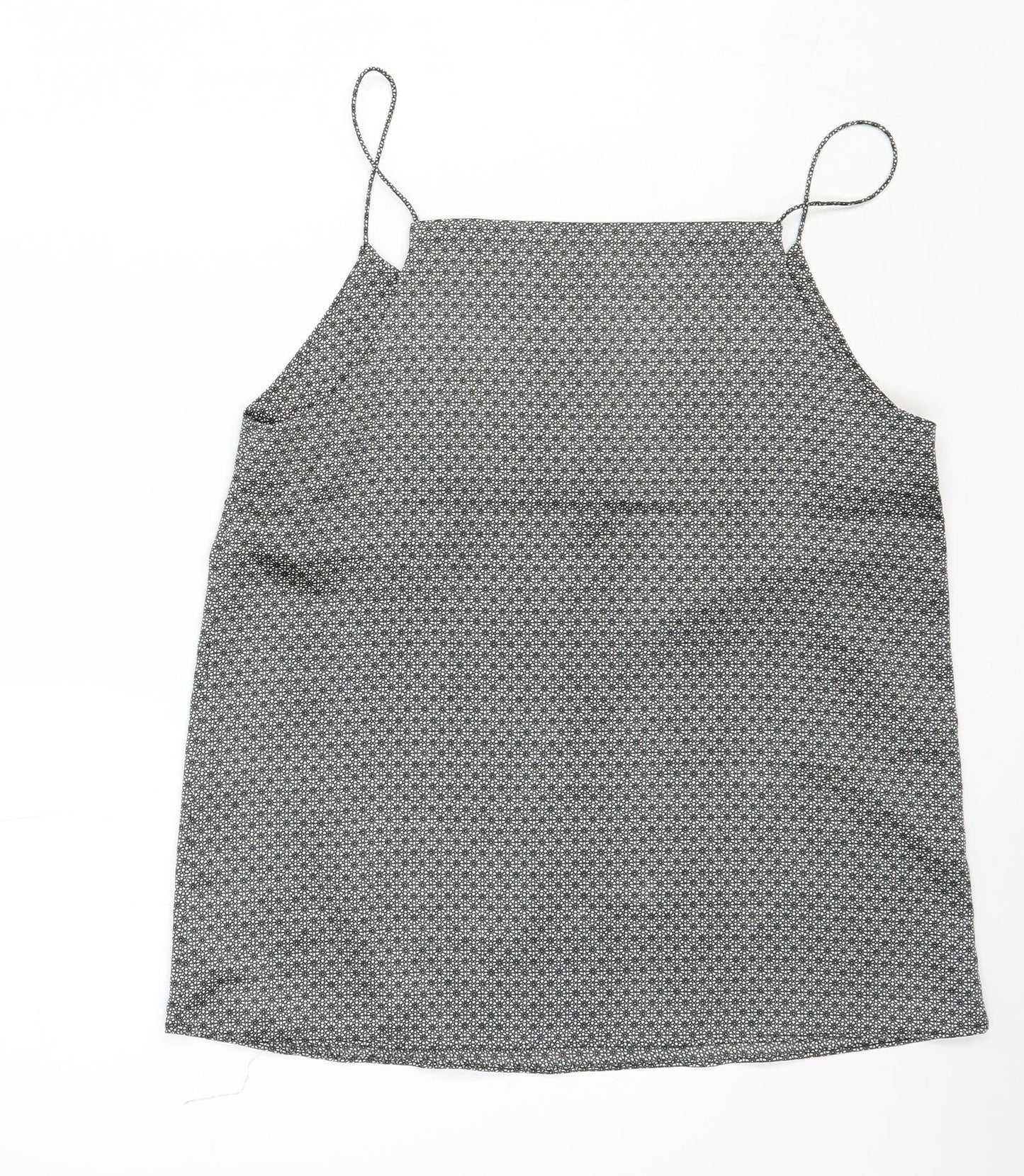 H&M Womens Black Geometric Polyester Camisole Blouse Size 8 V-Neck