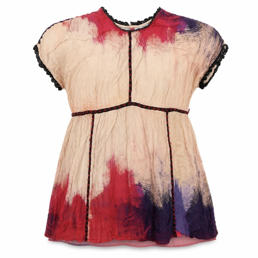 Preworn Womens Multicoloured Colourblock Polyester Basic T-Shirt Size M Round Neck - Tie Dye