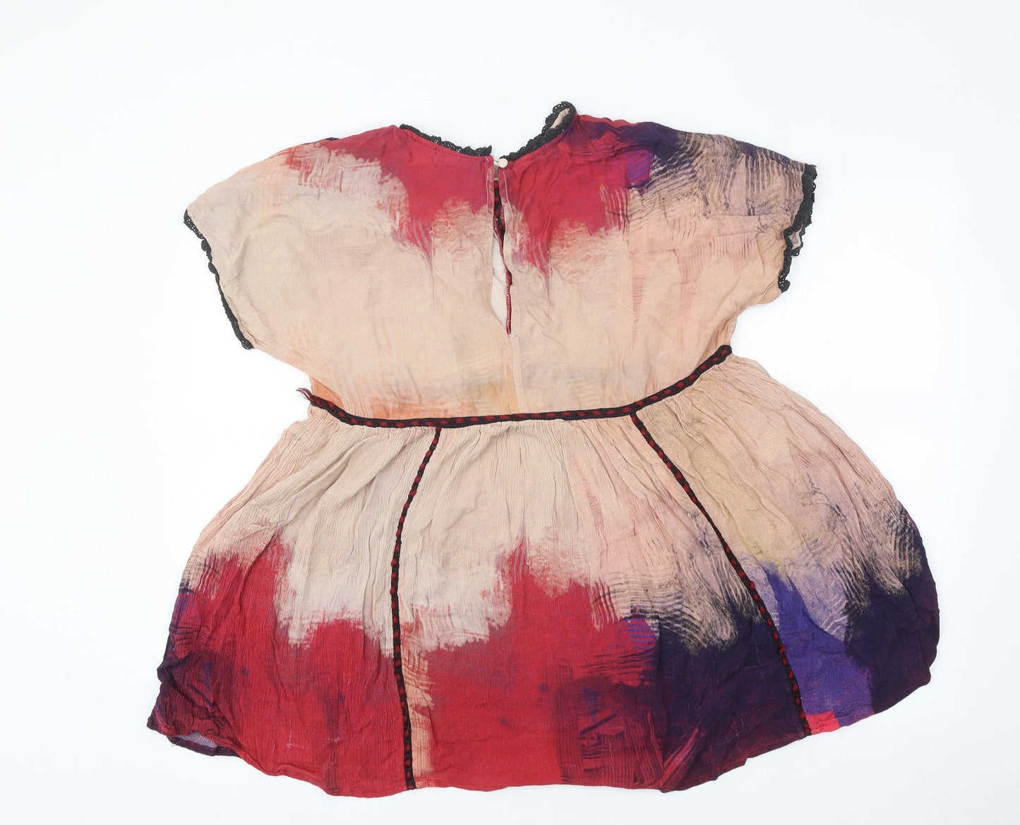 Preworn Womens Multicoloured Colourblock Polyester Basic T-Shirt Size M Round Neck - Tie Dye