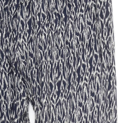 Quiz Womens Black Geometric Viscose Trousers Size 10 L27 in Regular Drawstring
