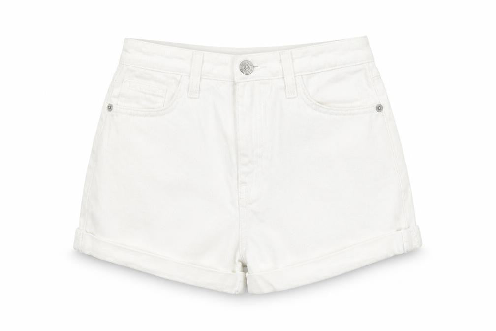 Bonmarché G Womens White 100% Cotton Boyfriend Shorts Size 30 in L10 in Regular Zip