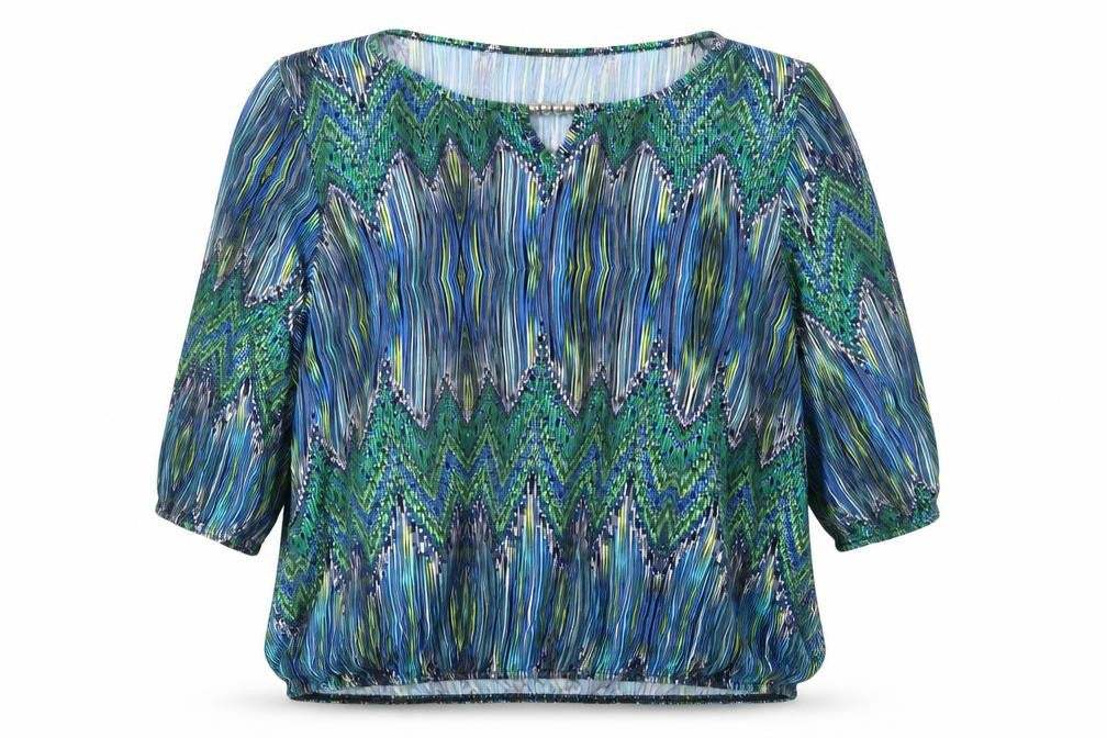 Alexara Womens Green Geometric Polyester Basic Blouse Size 20 Boat Neck