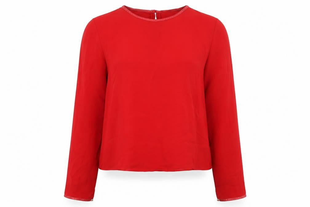 Zara Womens Red Polyester Basic Blouse Size XS Boat Neck
