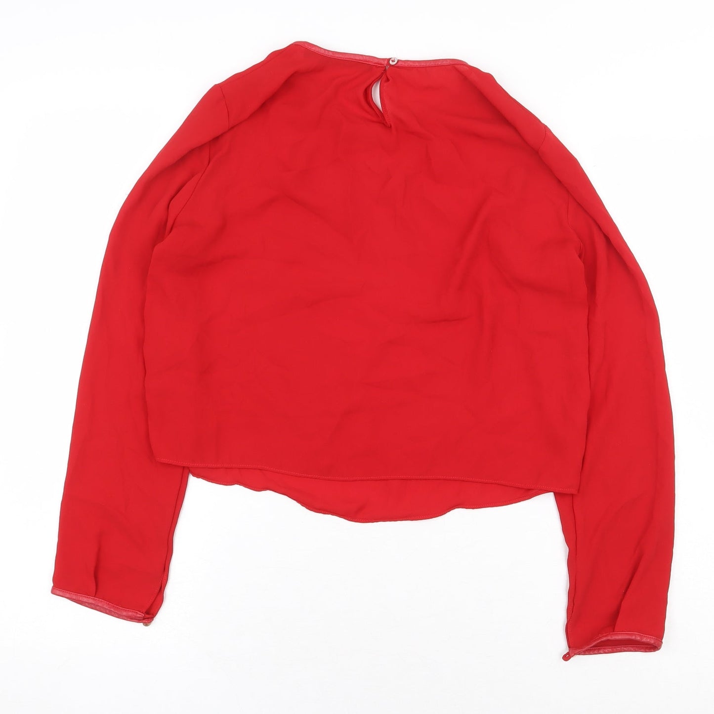 Zara Womens Red Polyester Basic Blouse Size XS Boat Neck