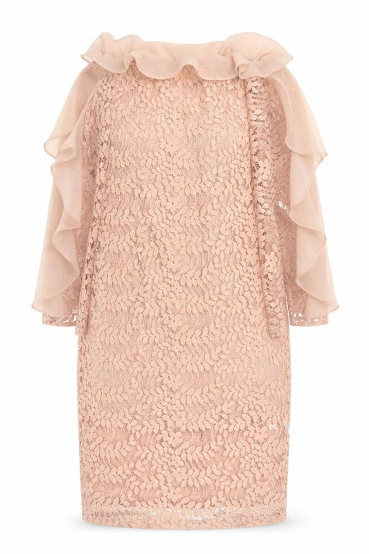 Sheilay Womens Pink Floral Polyester Pencil Dress Size L Off the Shoulder Zip - Lace Detail